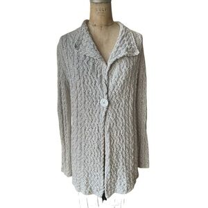 Irelandseye Cozy Cable Knit Single Button Cotton Cardigan Gray made in Dublin